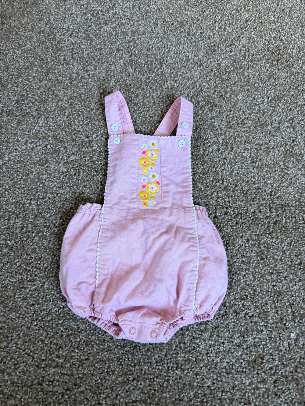 Baby Boden Pink Floral Embroidered Baby Bubble Romper 12-18M